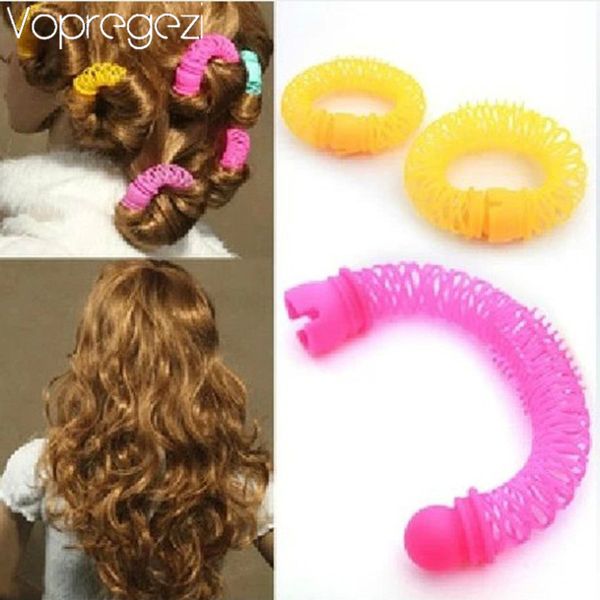 

vopregezi 8pcs colorful hair curlers rollers hair accessories for women spiral magic circle headdressing curly curling tool, Brown