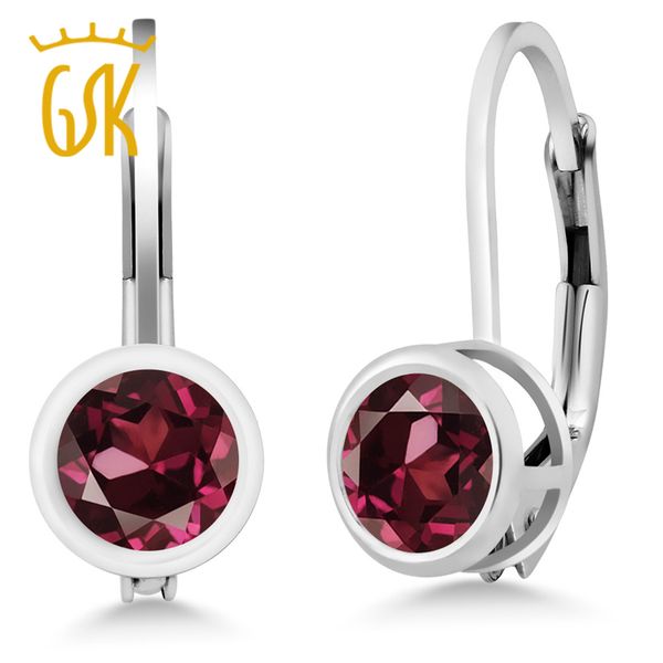 

garnet earrings gemstoneking 0.74 ct round natural red rhodolite garnet 925 sterling silver earrings for women, Golden;silver