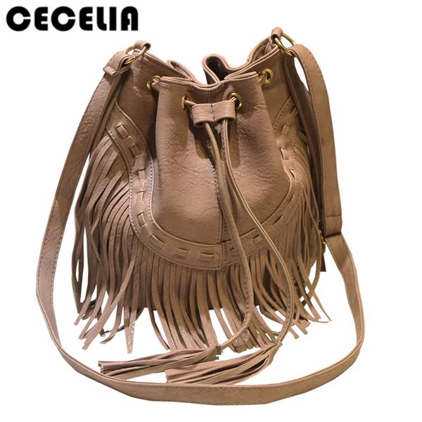 

cecelia leather fringe shoulder bag fringe tassel music festival boho chic hippie gypsy tribal bohemian ibiza bucket bag