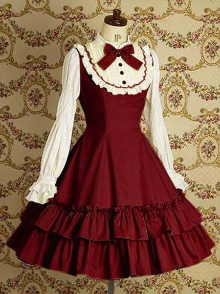 

customized long sleeve gothic victorian lolita dresses costume medieval retro lace bow halloween cosplay costume for women, Black;red