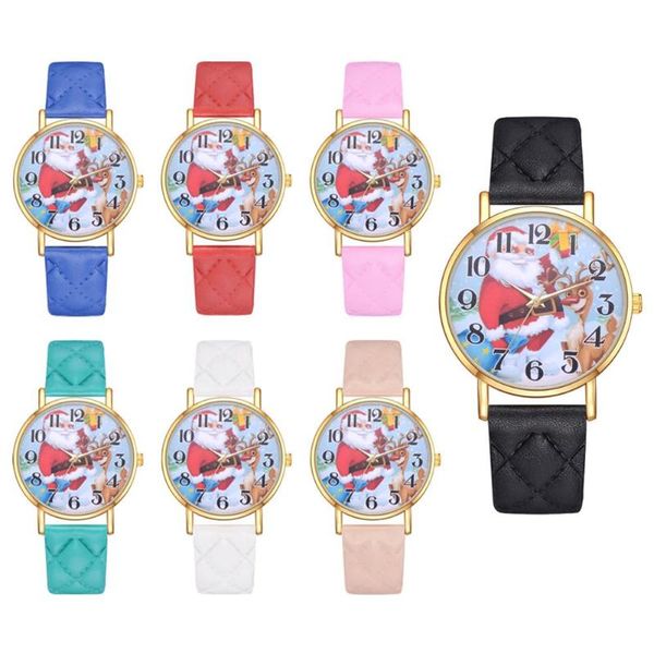 

christmas gift women watches analog wristwatches students santa claus elk christmas quartz watches navidad, Slivery;brown