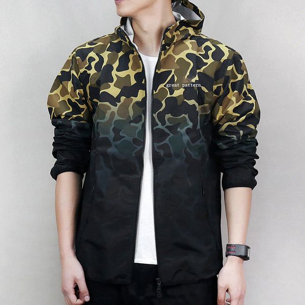 

mens designer jackets casual windbreaker mens jackets camouflage polyester long sleeve hooded zipper autumn outdoor streetwear, Black;brown