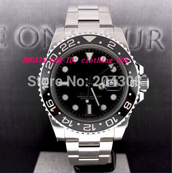 

luxury wristwatch new ii stainless steel bracelet ceramic bezel 116710 men automatic watch black dial men's movement wristwatches, Slivery;brown
