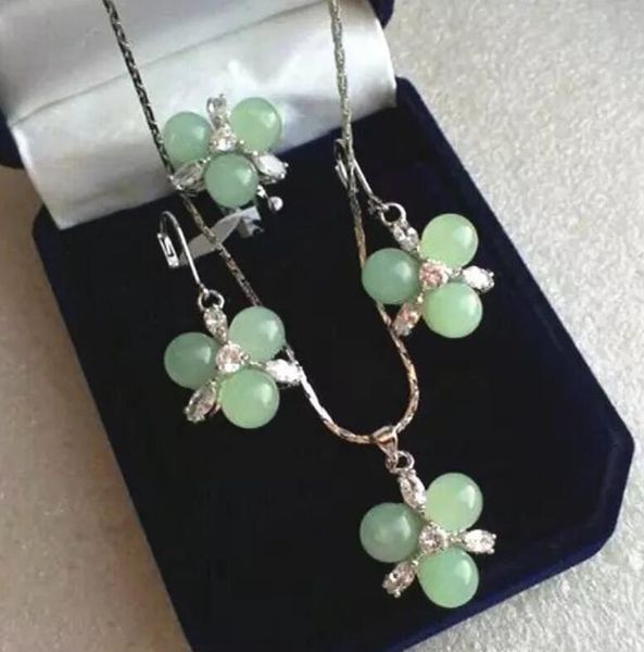 Оптовая мода новый дизайн ювелирных изделий 3 светло-зеленый натуральный камень бусины цветок кулон серьги кольцо (#7.8.9) ювелирные наборы