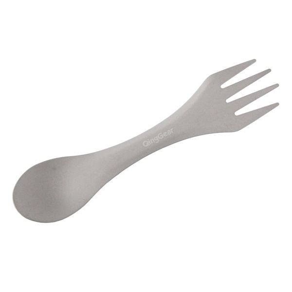 QingGear Titanio Campeggio Trekking Stoviglie Spork Forchetta Cucchiaio Utensile Picnic all'aperto Gadget Cucina all'aperto con custodia in nylon