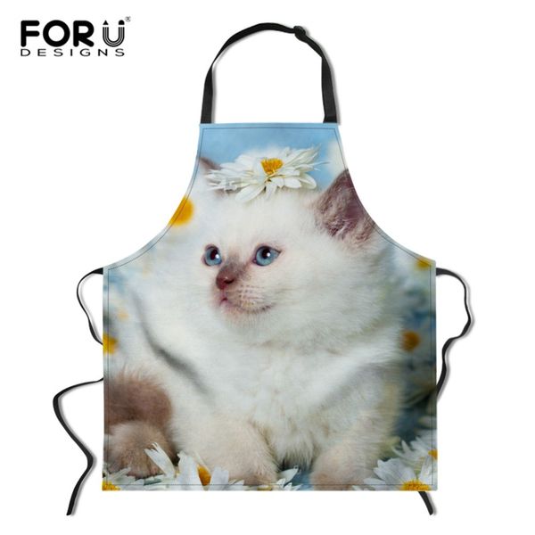 

forudesigns flowers portrait cat apron woman children bibs home cooking baking shop cleaning apron kitchen accessory