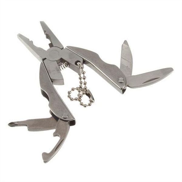 

portable multi function folding pocket tools plier knife keychain screwdriver, Silver