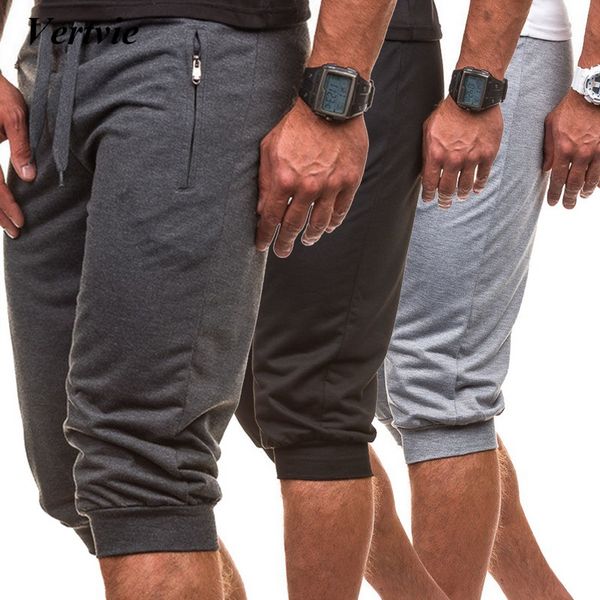 

vertvie men running sport shorts trousers bodybuilding zipper design shorts fitness soft short jogger gym quick dry cool trunks, Black;blue