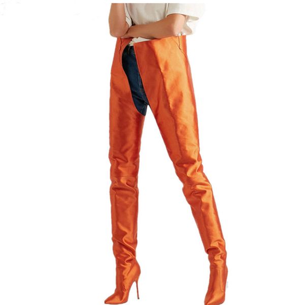 

women new fashion pointed toe over knee thin heel boots purple black pink over thigh trousers long high heel boots dress shoes