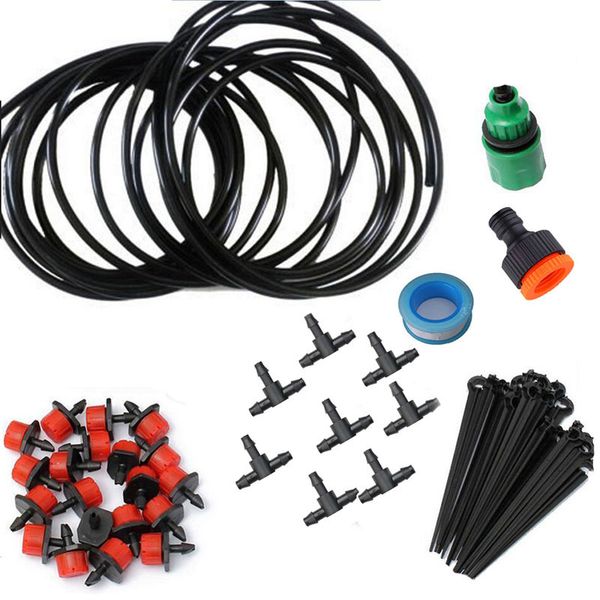 

20m diy automatic irrigation adjustable dripper villa watering drip system plant self watering hose micro garden system