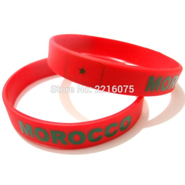 

whole sale300pcs flag morocco wristband silicone bracelets by dhl express, White