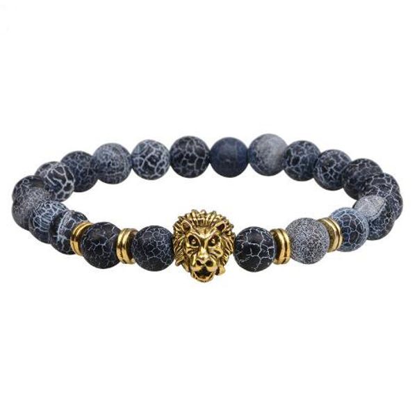 

JLN Stone Lion Bracelet Lapis Sodalite Turquoise Tiger Eye Stretched Beads Bracelets For Men Women Jewelry Rope Chain Strand Bracelet