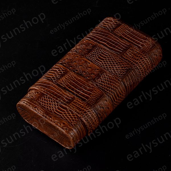 Großhandel Freies Schiff Neue Rauchen Zubehör Tabak Reise Humidor 2 Rohr Tragbare Braun Krokodil Fall Outdoor Leder Zigarre Humidor Von Earlysunshop