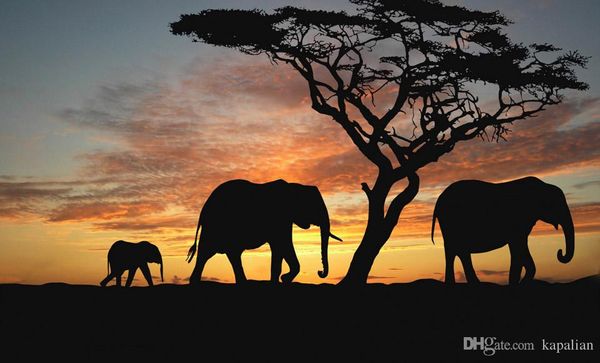 

Free Shipping Savannah Elephants Art Posters Print Photopaper 16 24 36 47 inches