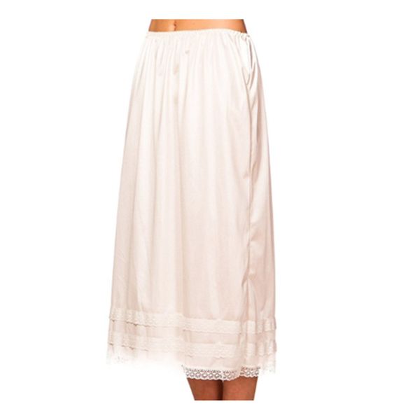 

office lady elegant women's elastic high waist bust mid skirts smooth underskirt l-3xxl plus size lace solid clothes night wear, Black