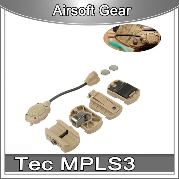 Tec MPLS3 Kask Lambası Airsoft Taktik Av Yeşil IR KıRMıZı LED Kask Lambası Sinyal Işık Açık Işık Için MICH / MOLLE / 20 MM Ray / ACH-ARC