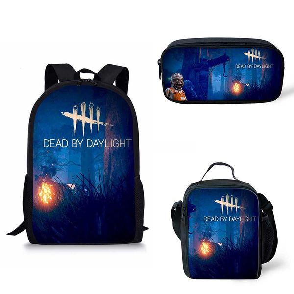 

noisydesigns image 3pcs dead by daylight print school bags kids boy school backpacks shoulder bagpack children bookbag satchel