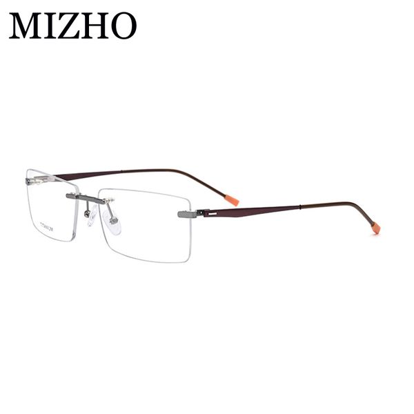 

mizho classic eyewear men's optical glasses frame titanium business boutique rectangle eyeglasses frames strong, Silver