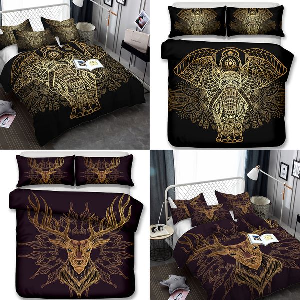 Elephant And Deer Bedding Set Duvet Covers Pillow Case King