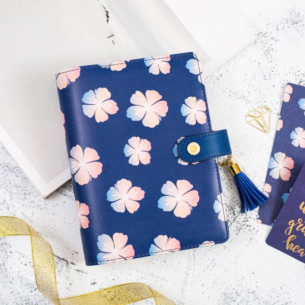 

dokibook hipping lovedoki a5 a6 notebooks planner diary agenda wholesale travel notes tn navy blue flowers cherry blossoms, Purple;pink