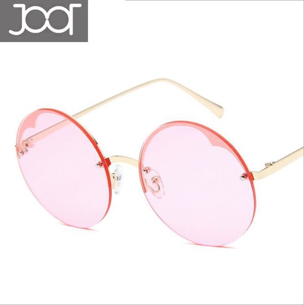 

round lens sungalsses fashion frameless metal delicate sunglasses popular style uv 400 protection eyewear for women, White;black