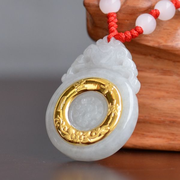 

peace buckle jade pendant round good quality pendants for men women jade necklace, Silver