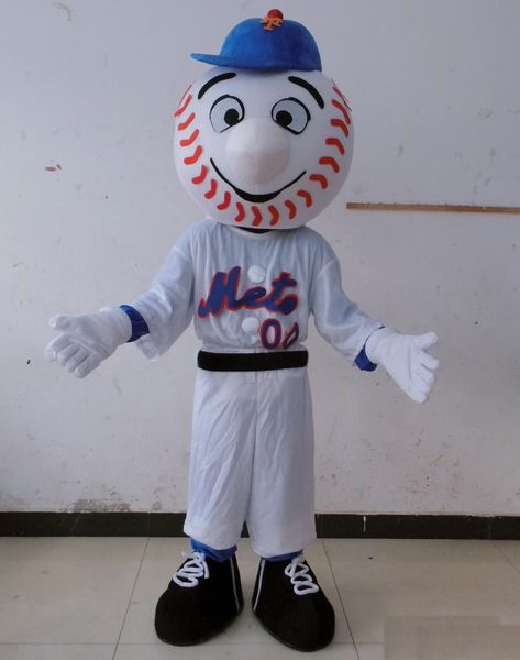 2018 traje de mascote de beisebol de pelúcia quente de alta qualidade Mr. Met mascote terno para adultos para venda