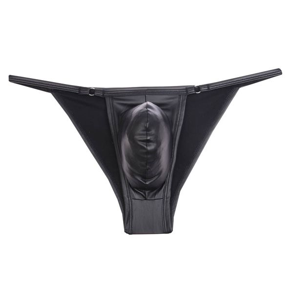 

fashion new iron hoop leather men's bikini briefs shorts underwear male calzoncillos underpants men brief pouch undershorts, Black;white