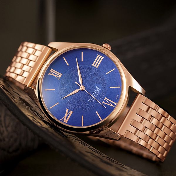 

yazole rose gold watch men top goldren steel wrist watches for male clock new quartz wristwatch relogio masculino, Slivery;brown