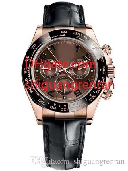 

2 Styles Top quality Luxury Wristwatches 116515 18k Rose Gold Chocolate Arabic Dial Sapphire Automatic movement Mens Watch No Chronograph