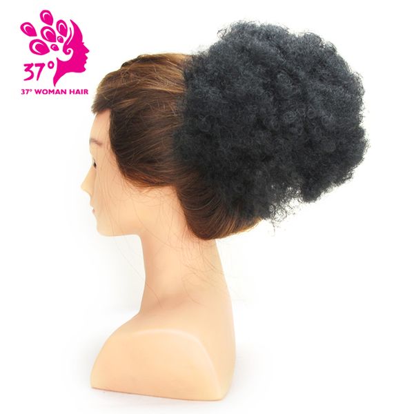 

dream ice's synthetic hair curly chignon bun hairpiece clip-in natural color low temperature fiber, Black;brown