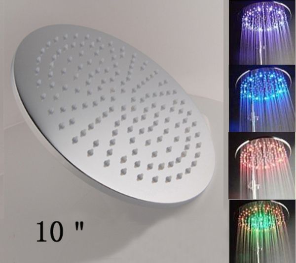 

bathroom 10 inch brass round led light 7 colors rain shower head ing