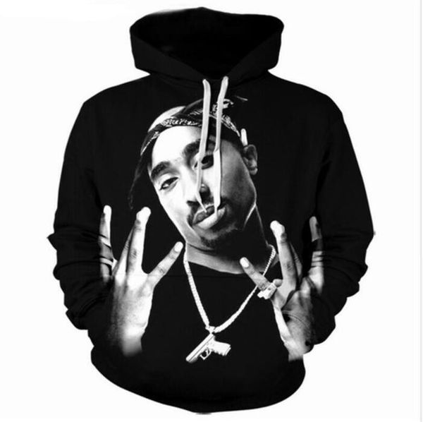 

2018 new fashion 2pc tupac nake hooded sweatshirt men women long sleeve outerwear pullovers 3d hoodies lms0038, Black