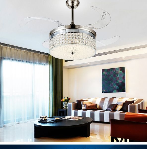 

светодиодный вентилятор потолочные вентиляторы кристалл с пультом дистанционного управления простой стильный современный гостиная столовая с