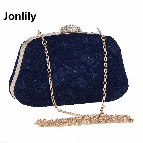 

jonlily bridal wedding satin evening bags lace floral day pouch clutches women messenger shoulder bag purse party girl li-298