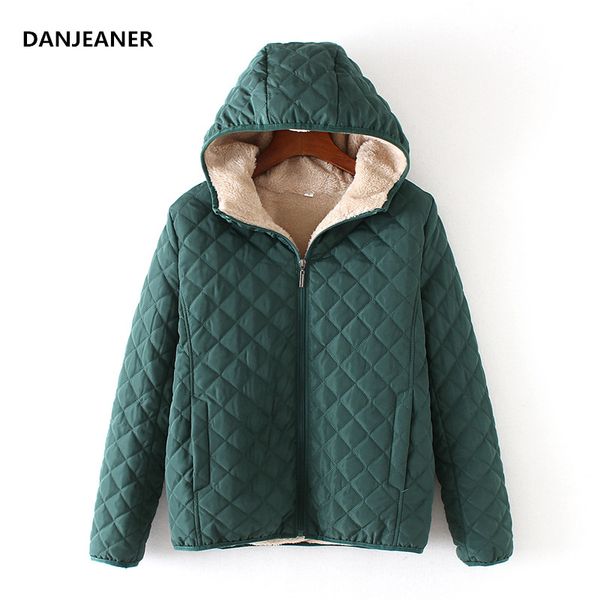 

danjeaner winter coat women solid slim hooded basic jackets female plus size thick lamb cotton jackets windbreaker streetwear, Black;brown