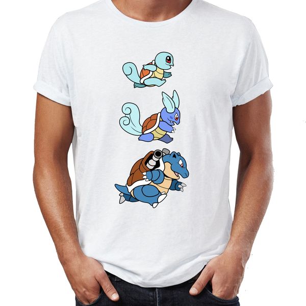 

men's t shirt squirtle evoluction charmander charizard blastoise anime artwork awesome tee, White;black