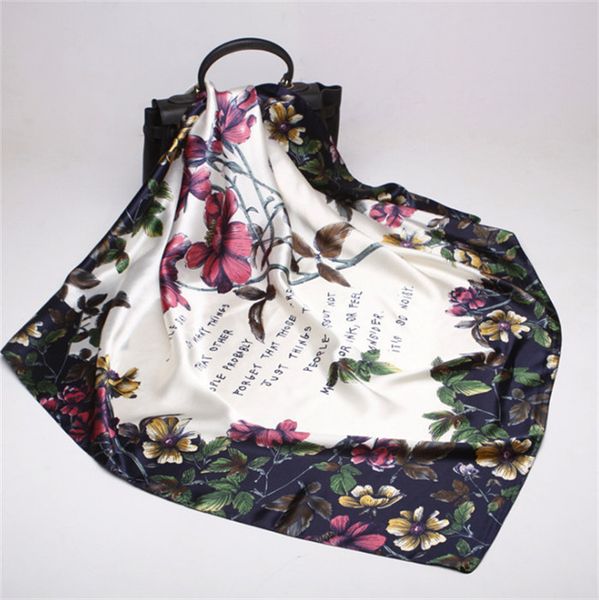 

wholesale-qualtiy size 90x90cm 100% twill silk scarf euro brand french designer package pattern printed women gift silk scarves a02, Blue;gray