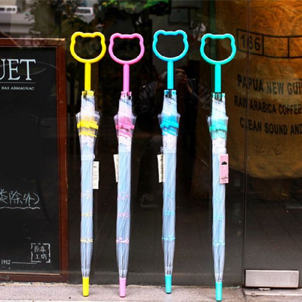 

длинная ручка прозрачный зонтик творческий медведь ручка прямой зонтик прозрачный ева материал весна новый принцесса зонтик 4 цвета re429