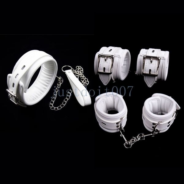 Bondage White PU Couro algemado Cosques de torno