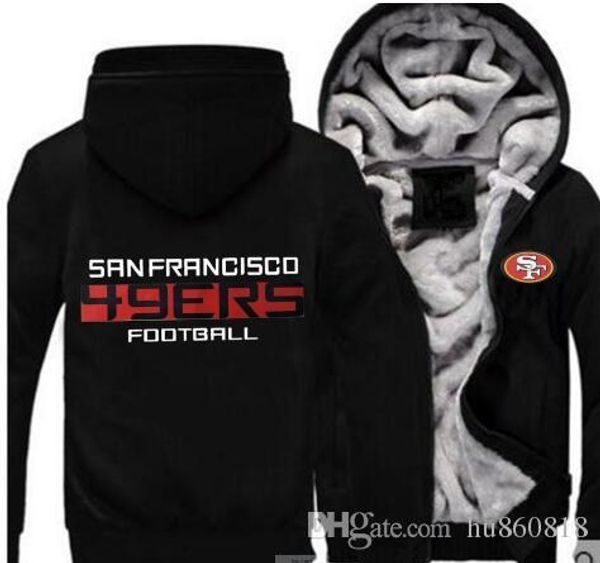 

2020 new dropshipping san francisco sweatshirt warm fleece thicken 49er hoody jacket zipper coat hoodies & sweatshirts up-to-date jacket, Blue;black