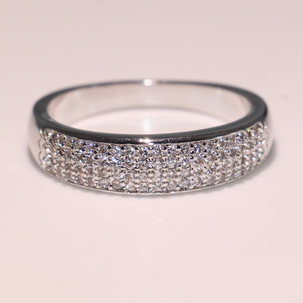 

2018 new arrival luxury jewelry 925 sterling silver pave white sapphire cz diamond promise ring women wedding band ring gift, Slivery;golden