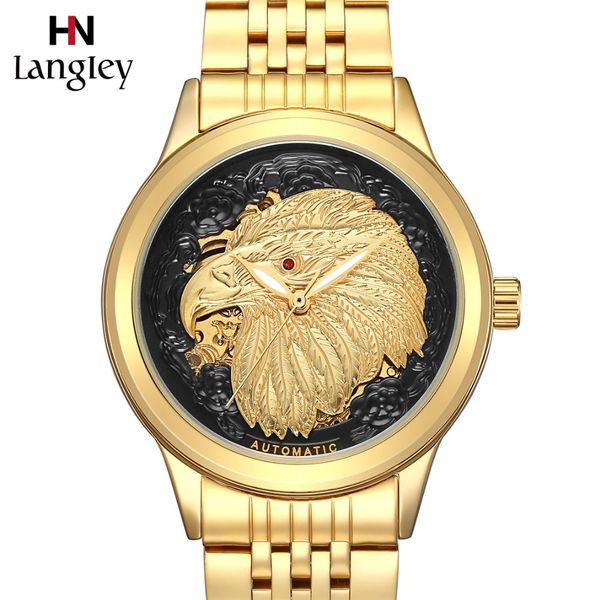 

relogio masculino men golden watches automatic wristwatch stainless steel mechanical watch clock male gift, Slivery;brown
