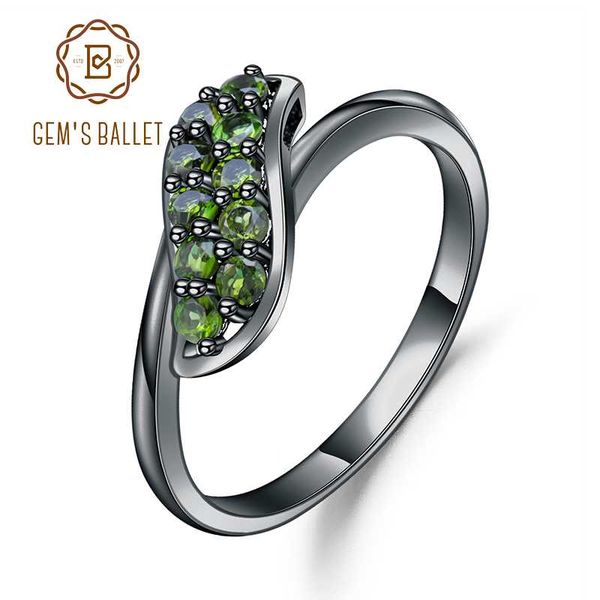 

gem's ballet 0.53ct ct natural chrome diopside gemstone ring 925 sterling silver simple elegant rings for women fine jewelry, Golden;silver