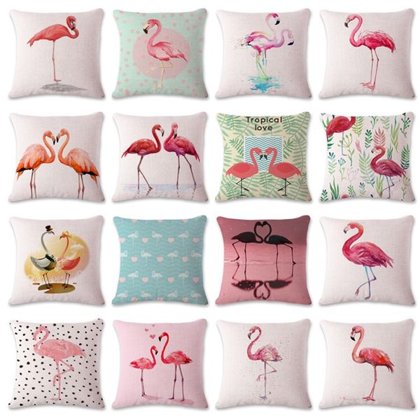 Comfortable Pillowcase Pink Watercolor Flamingo Throw Pillows
