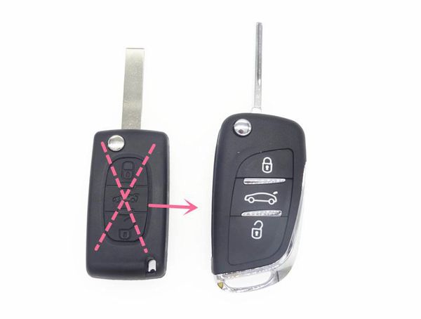 

3 Buttons Modified Flip Remote Car Key Shell For Citroen C2 C5 C6 C8 Xsara Picasso for PEUGEOT 406 407 408 308 307 107 207 VA2 Uncut Blade