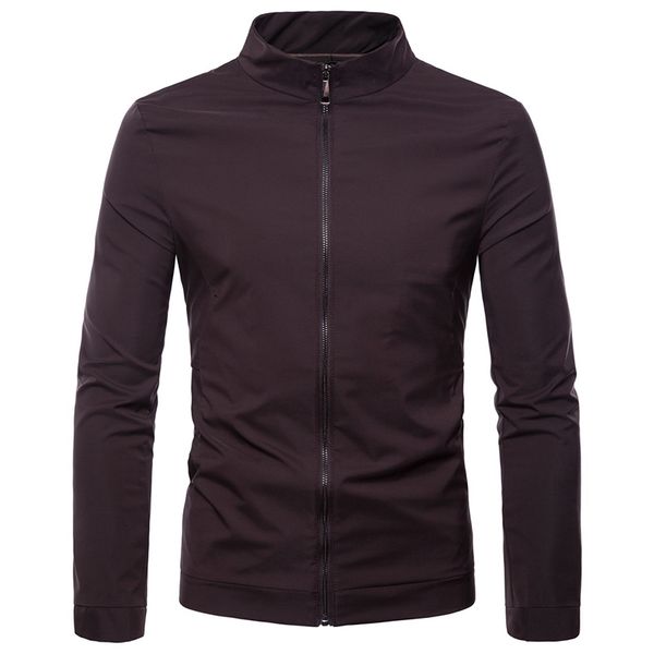 

eu large size s-xxl men's stand neck jackets new preppy style 2018 autumn winter outwear jacket solid color men jacket coat, Black;brown