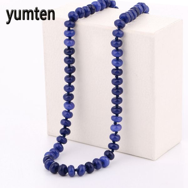 

yumten natural crystal lapis lazuli necklace power women exaggeration prom accessories men jewelry mortal kombat kpop hippie, Silver