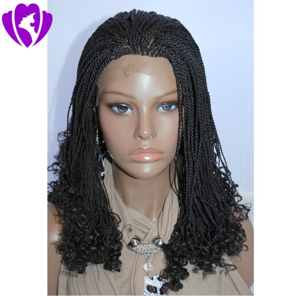 Hot Selling Natural Black Brown Kinky Curly Box Braid Wig