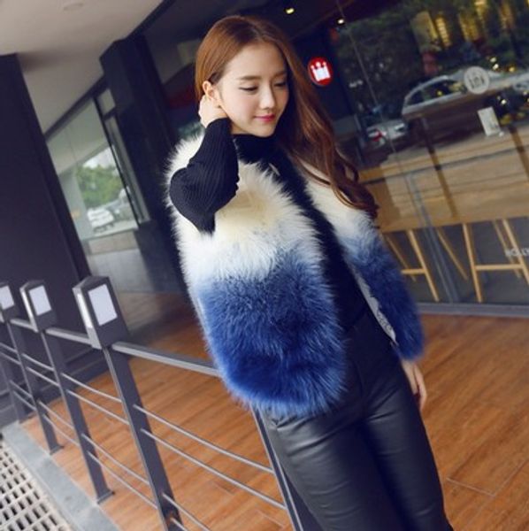 2019 New Design Women S Fashion Faux Fox Fur Gradient Color